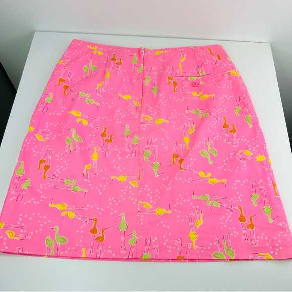 Lilly Pulitzer Pink Yellow Green Beachcomber Bird Print Rare Vintage Skirt - Picture 10 of 13